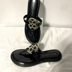Kelly & Katie | Black sandals with gold hardware - 7.5